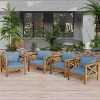 Acacia Wood Teak Finish Outdoor Club Chair Set of 2,Outdoor Armchair with Waterproof Cushions,Patio Club Chair for Garden Deck-Coolbibila - 3 of 4