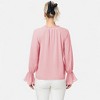 Anna-Kaci Women's Long Sleeve Blouse with Flounce Cuffs and Ruffle Trim Tie Neck Design - 4 of 4