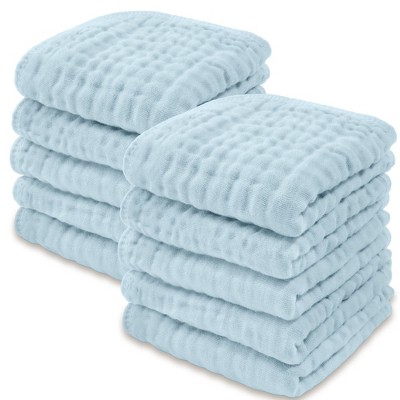 Baby Washcloths Muslin Cotton, Large 10”x10” by Comfy Cubs