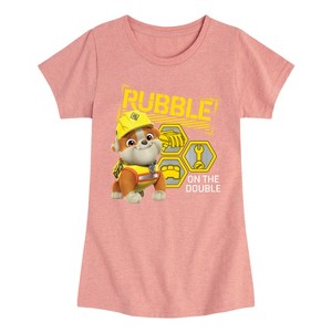 Girls' - Paw Patrol - Rubble & Crew Fitted Short Sleeve Graphic T-Shirt - 1 of 4