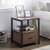 VECELO Modern Wooden Nightstand with Drawer Square End Bedside Tables with Open Shelf, Stable Metal Frame Small Side Tables - 2 of 4