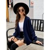 Womens Sweater Cardigan V Neck Cable Knit Open Front Casual Cardigan Navy Blue XL - 3 of 4