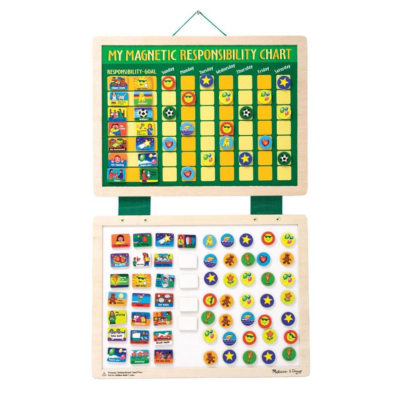 Melissa &#38; Doug Deluxe Wooden Magnetic Responsibility Chart With 90 Magnets, 1 of 13