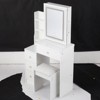 SEVOBAL Dressers Compact Vanity Table Set with Sliding Mirror Cushioned Stool and Ample Storage for Bedroom, White, 29.2"*12.6"*50.4" - 3 of 4