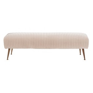 Salome Velvet Bench Blanched Almond - Safavieh, Blanched Brown