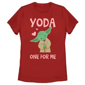Women's Star Wars Valentine's Day Yoda One for Me Simple T-Shirt - 1 of 4