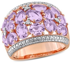 EVERLY JEWELRY | Rose Plated Sterling Silver 0.07 CT TW Diamond And 5 1/6 CT TGW Rose de France Fashion Ring - 1 of 4