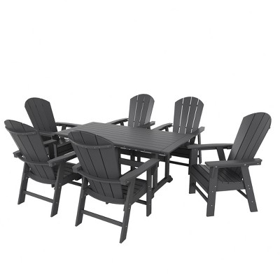 WestinTrends 7 Piece Outdoor Patio Dining Table and Adirondack Armchair Set