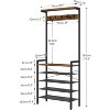 Hall Tree with Bench, Coat Rack with Shoe Storage, Shoe and Coat Rack, 5-Tier Entryway Shoe Storage, 5 Hooks, for 12-16 Pairs, Industrial, Hallway - 3 of 4