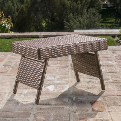 Faux Rattan Outdoor End Table, 24" Wide Wicker Accent Table for Patio or Garden Use, Patio End Table, Outdoor Side Table -Christopher Knight Home