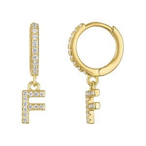 Junior Jewels 14K Gold Over Sterling Silver Cubic Zirconia Initials Drop Earrings - 1 of 2