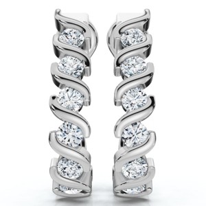 Pompeii3 3/8ct Diamond Hoop Earrings 14K White Gold - 1 of 4