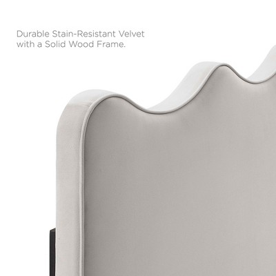 Light Gray Velvet Upholstered Twin Headboard with Wood Frame