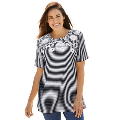 Woman Within Women's Plus Size Striped Tee