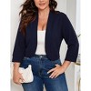 Coolmee Womens Plus Size Cropped Cardigan Casual 3/4 Sleeve Collarless Open Front Cardigan Work Jacket Shrug - 2 of 4