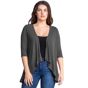 Womens Elbow Length Sleeve Open Cardigan - 24seven Comfort Apparel™ - 1 of 4