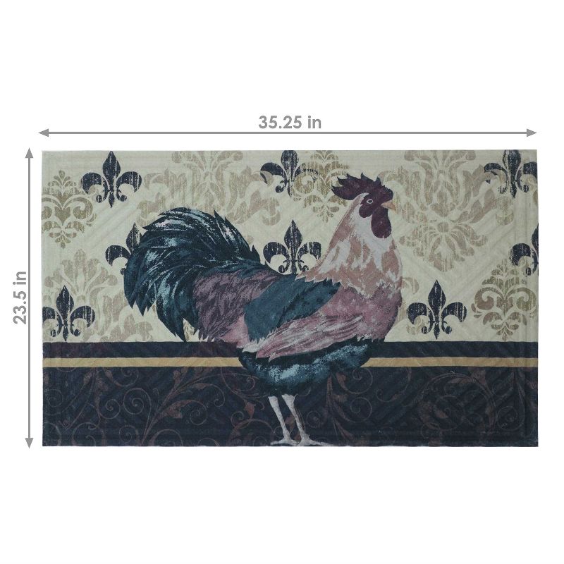 Sunnydaze Indoor Rubber and Polyester Decorative Kitchen Laundry Room Floor Mat Rug - 23" x 35" - Brown Rooster, 3 of 7