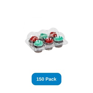 Green Paper Products 6-Count Cupcake Container Clear PET - Case of 150 - 1 of 2
