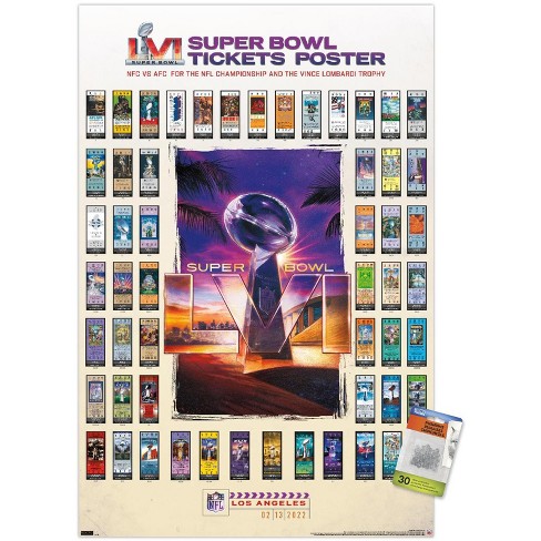 Trends International Nfl League - Super Bowl Lvii Ticket Collage Unframed  Wall Poster Print Clear Push Pins Bundle 14.725 X 22.375 : Target