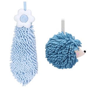 REGALWOVEN 2 Packs Chenille Hand Towel Flower and Cute Cartoon Hanging Hand Towel for Bathroom 6" x 15"/7" x 7" - 1 of 4
