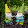 Northlight Set of 2 Green and Yellow Gnome Outdoor Garden Statues 12.25" - 2 of 4
