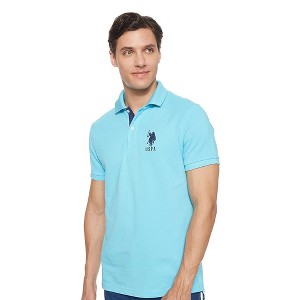 U.S. Polo Assn. Men's Short-Sleeve Polo Shirt with Applique, Casual Summer Slim Fit Polo Shirt with Contrast Color - 1 of 3