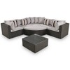 Nestfair 7pc Wicker Outdoor Sectional Set Conversation Sofa with Pillows and Gray Cushions Brown - 3 of 4