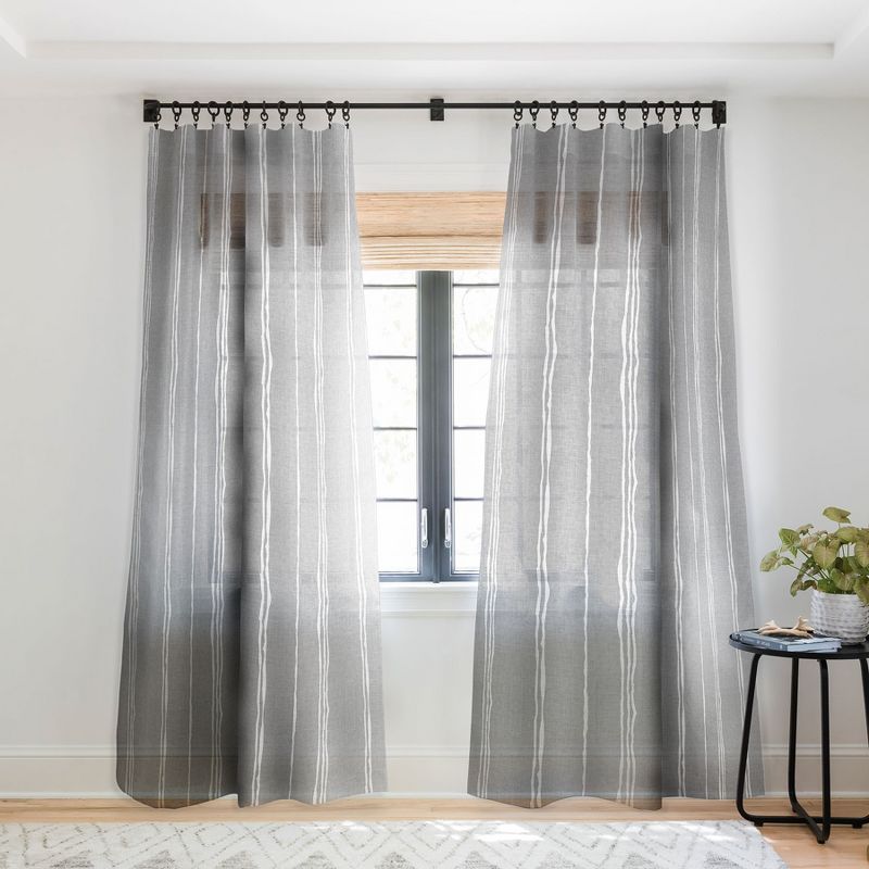 Holli Zollinger Linen Grey Stripe Single Panel Sheer Window Curtain - Deny Designs, 1 of 7