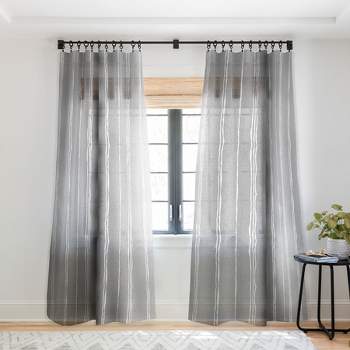 Holli Zollinger Linen Grey Stripe Single Panel Sheer Window Curtain - Deny Designs