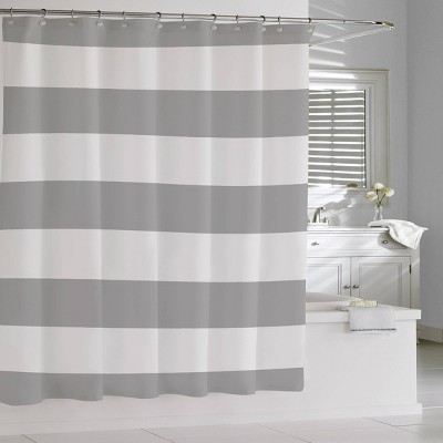 Stripe Shower Curtain Gray - Cassadecor: Cotton Twill, Buttonhole Top, Machine Washable, OEKO-TEX Certified