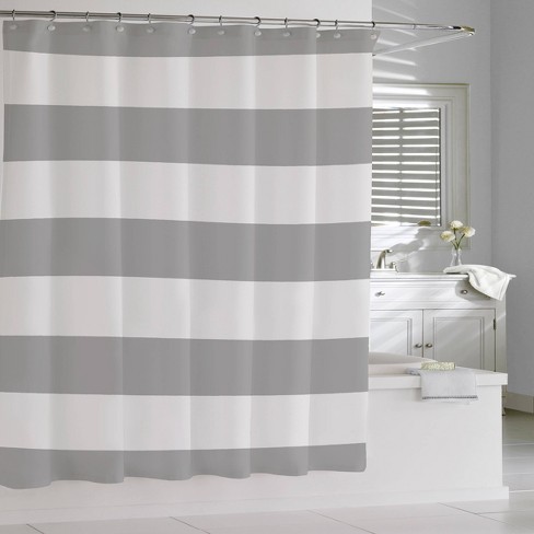 Gray and white shower on sale curtain