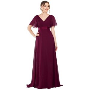 Ever-Pretty Floor Length Short Sleeve V-Neck Formal Dress - 1 of 4