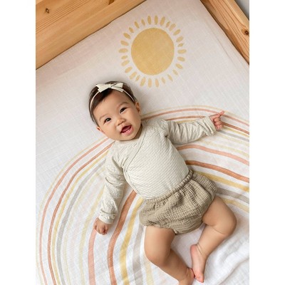 Dreamy Cotton Muslin Reversible Baby Blanket in Tan