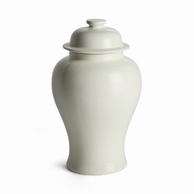 Plum & Post Koa Lidded Ginger Jar Small - White Ceramic Décor