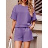 Imily Bela Women's Summer Casual 2 Piece Loose Short Sweatshirt and High Waisted Running Shorts Sweatshirt Set - 3 of 4
