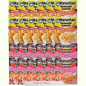 Ramen Instant Cup Noodles 24 Count - 12 Hot & Spicy Shrimp & 12 Lime Chili Chicken , 2 Flavors - 1 of 1