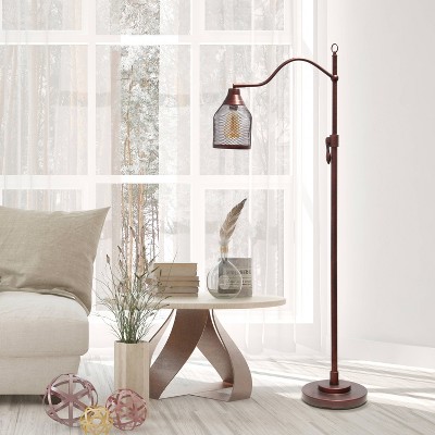 Vintage Arched Floor Lamp with Iron Mesh Shade Red - Lalia Home: UL Listed, Adjustable Height, Metal Body