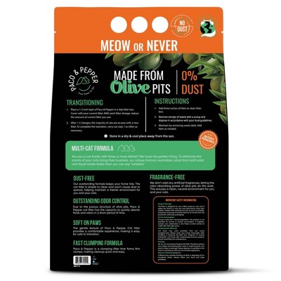 Paco & Pepper Made from Olive Pits Natural Low Dust Clumping Cat Litter - 11.5lbs, 3 of 9