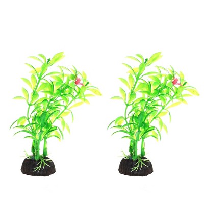 Unique Bargains Aquarium Plastic Plants for Goldfish Tank Landscape Decoration Green 2 Pcs