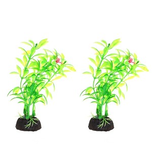 Unique Bargains Aquarium Plastic Plants for Goldfish Tank Landscape Decoration Green 2 Pcs - 1 of 4