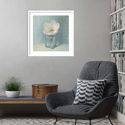 White Tulip in Glass Vase Framed Lithograph Print