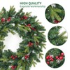 Christmas Wreaths with Lights, 24 In Christmas Wreath with Red Berries, Artificial Pine Needles Holiday Decor for Entryway, Window, Wall, Hallway - 3 of 4