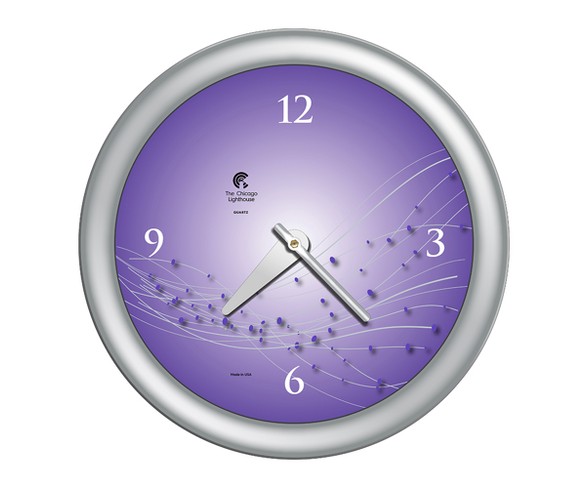 Chicago Lighthouse 14"x14" Vines And Dots Designer Frame Decorative Wall Clocks Silver