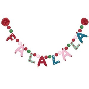 Folkulture Christmas Garland 72” Wool Felt Pom Pom | Christmas Wall Décor | Easy to Hang Falala Holiday Decoration - 1 of 4