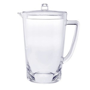 Gulches 2.75 Quarts Oval Halo Design Unbreakable Plastic Water Pitcher with Lid - BPA Free, Ideal for Drinks & Juices, with Spout,Clear - 1 of 4