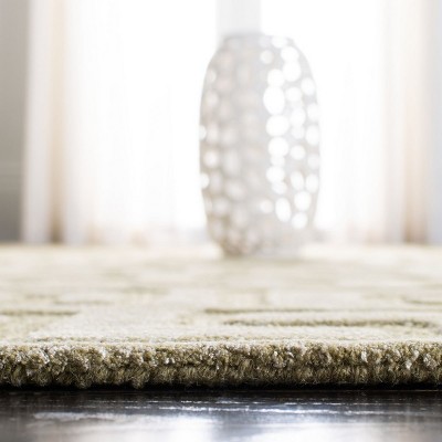 Green Hand-Tufted Wool and Viscose Runner Rug, 2'6" x 12'