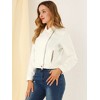 Allegra K Women's Notched Collar Zip Closure Biker Motocycle Denim Jacket - 4 of 4