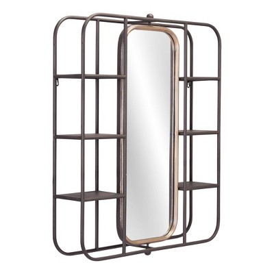 Ardine Decorative Wall Mirror Shelf Gray - ZM Home