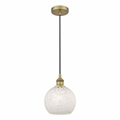 White Mouchette - 1 Light Cord Hung Mini Pendant In Modern Style-10 Inches Tall and 8 Inches Wide