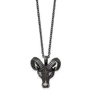 Black Bow Jewelry Stainless Steel Antiqued White Bronze-Plated Rams Head Necklace, 24 In - 1 of 4